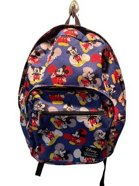 Disney Loungefly Mickey Mouse Blue Backpack With Zippered Front Pocket